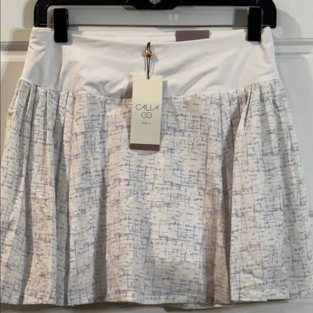 NWT CALIA Women's 14" Side Pleat Golf Skort in Cross Thatch Cool Medium - Picture 2 of 8